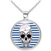 So Sweet Collana cabochon, collana illustrata il pirata , Regalo di Natale per idea regalo moglie - San Valentino- regalo di compleanno - argento antico (ref.94a).