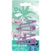 DISNEY Stitch - Set di 4 fermagli per capelli Clic Clacs - Angel - Rosa & Viola - Acconciatura facile - Tutti i tipi di capelli - Prodotto ufficiale