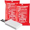 Editbar 2 coperte antincendio 100 × 100 cm - resistente al calore, difficili da infiammare, da cucina, coperta antincendio DIN EN 1869:2019, testata in fibra di vetro, per casa, cucina, auto e