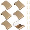 MOROBOR 6 mini maniglie autoadesive da 30 mm, moderne maniglie dorate spazzolate ad angolo retto, in lega di alluminio, invisibili, per armadietti, cassetti/pannelli, spessore ≤ 18 mm