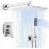 KES Sistema Doccia Nascosto 30,5 cm, Set Rubinetteria Doccia 3 Modalità con Soffione a Pioggia e Doccetta Portatile per Bagno, Include Corpo Valvola da Incasso, Quadrato Cromato Lucido a Parete
