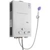 YUYUZI Scaldabagno GPL da 32 KW, capacità 16 l, acqua calda istantanea con soffione doccia e tubo, scaldabagno a gas mobile per campeggio, roulotte e giardino, alta efficienza (≥80,8%), facile da montare