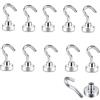 JJiaoLinin Gancio Magnetico, 10Pezzi Potente Neodimio Magnete Gancio gancio da Crociera Resistente per Soffitto Neodimio Ganci Magnetici Cucina Ruotabile Ganci Magnetici Forti per Frigorifero da Cucina