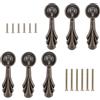 MOROBOR Pomelli antichi per pendenti, 6 pomelli a goccia in lega di zinco, color bronzo, maniglia a foro singolo per armadi, armadi, cassetti, mobili decorativi