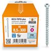 HECO SCHRAUBEN HECO-TOPIX-plus CombiConnect 8,5 x 300, vite in legno, testa cilindrica, T-Drive, T-40, filettatura CC, zincata blu, A3K, confezione da 50 pezzi