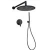 VR VETRINEINRETE Vetrineinrete Set doccia da incasso tonda miscelatore 2 vie soffione 25x25 cm con doccetta staffa flessibile 180 cm (Nero)