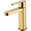 GALYON IMEX - Miscelatore monocomando per lavabo serie Roma, in ottone con cartuccia ceramica Ø28 mm TOP, rubinetto lavabo moderno, flessi 3/8. (Oro spazzolato)