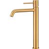 GALYON IMEX - Rubinetto monocomando per lavabo alto, serie Monza BDM039-3, cartuccia ceramica Ø26 mm, Flexos 3/8 (oro spazzolato)