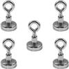 Magnetastico® | 5 pezzi magneti con occhiello in neodimio N35 16 mm Ø | Forza di tenuta 5.5 kg | 5 pezzi magneti in neodimio molto potenti con base e eyebolt, zincato