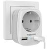 TESSAN Multipresa Salvaspazio Con 1 Spina Europea Tipo F e 2 porte USB, Caricabatterie USB per Casa e Ufficio, Presa Multipla per Caricare Computer Portatile, Telefono, Grigio