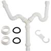 MIKMLYZE Kit di scarico doppio per lavello regolabile, 20 cm-80 cm, tubo flessibile in PE con connettori G1-1/2 e G1-1/4, dadi a filettatura profonda a prova di perdite, facile da installare, per