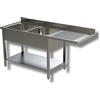 Ristoattrezzature Lavello in Acciaio Inox - Professionale, per Cucine Ristoranti e Pizzerie - 2 Vasche, Gocciolatorio a Sbalzo a Dx - 160x70x85h