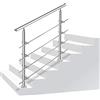 Daromigo Corrimano in acciaio inox, 120 cm, con 4 barre trasversali, corrimano regolabile, Ø 42 mm, ringhiera per scale in acciaio inox, per interni ed esterni, scale, balcone