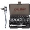 Katerk 28Pcs Racchetto Socket Set Chiave, Chiave a Cricchetto con 1/4 Cricchetto a 72 Denti, Kit Chiavi a Bussola Portatile, Ideale per Lavori Meccanici, Piccolo Spazio
