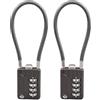SISAV Cavo con combinazione a 4 cifre, 18 cm, cavo audace per scuola, palestra, armadietto, casco, schedario, cassetta degli attrezzi, valigia, zaino, nero, confezione da 2