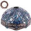 WERFACTORY Tiffany Paralume di ricambio 30,5 x 15,2 cm, in vetro colorato blu mare, con libellula, solo 3,5 cm, apertura adatta per lampada da terra ad arco, lampada Torchiere, lampada a sospensione