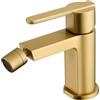 GALYON IMEX Monocomando per Bidet SERIE ROMA - Rubinetti in ottone, rubinetti BIDE moderni, cartuccia ceramica Ø28 mm, flessi 3/8. (Oro spazzolato)