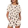 SEVEBJ Pigiama da donna a maniche corte, set da notte in 2 pezzi con tasche, Cane bassotto, L
