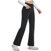 Comallan Thermo Flare Leggings Inverno Impermeabili Alto Vita Caldo Peluche Pantalone Yoga Termico Sportivo con Tasche per Fitness Sport Jazzpants Yoga, Grigio XXL