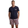 ADMAS Pigiama Uomo Estivo 100% Cotone Blu Navy, Completo Due Pezzi con Maglia e Pantaloncino Art. 64785 (IT, Testo, L, Regular, Regular, Blu Navy)
