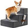 Kohentact Scaletta per Cani e Rampa per Letto Alto e Divano, 33-61 cm Scala Rimovibile per Cani Piccoli e Medi, Schiuma 40D Robusta, Antiscivolo, Rivestimento Lavabile con Rullo Levapelucchi, Grigio
