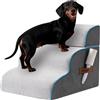 Kohentact Scaletta per Cani e Rampa per Letto Alto e Divano, 33-61 cm Scala Rimovibile per Cani Piccoli e Medi, Schiuma 40D Robusta, Antiscivolo, Rivestimento Lavabile con Rullo Levapelucchi, Grigio