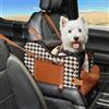 petmix Console centrale per cani, seggiolino auto per cuccioli, console centrale, bracciolo per cani di piccola taglia, gatti, 42 x 25 x 23 (pied de poule arancione)