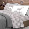PENSIERI DELICATI Completo Letto Matrimoniale, Flanella 100% Cotone Caldo e Morbido, 2 Piazze 180x200cm, Include Lenzuolo Sotto, Sopra e 2 Federe, Made in Italy, Tartan Cervo Beige
