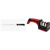 Arcos Riviera Set Prosciutto e Affilatura - 2 Pezzi: Coltello Riviera per Affettare Salumi e Prosciutto con Affilacoltelli Manuale Professionale Rosso/Nero - Acciaio NITRUM, Manico Ergonomico
