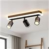 LVWIT Faretti da Soffitto Orientabili Nero, Faretto da Parete Interno GU10, Faretti 3 Luci Nero, Faretto LED Soffitto a Base Lunga Moderna, Plafoniera Camera da Letto (Senza Lampadina)