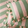 furn. Wylder Birdie Stripe Coppia Di Federe - Copricuscini Reversibili A Righe Cotone Con Bordo Arricciato (Rosa/Verde - 50x75cm)