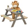 Relaxdays Tavolino da Bambini con Panche Esterno, Tavolo da Picnic Giardino, 4 Posti, 51x90x78cm, Legno Naturale, Grigio