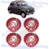 Stilauto 4 Cerchi in Lega da 12" Grifo Rossi Diamantati 4½ x 190 per FIAT 500 F L R EPOCA