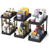 Meltrck Organizer Sottolavello Cucina 2 Liveli con Ganci Antiscivolo, Set da 3 Portaoggeti Salvaspazio Multiuso perDetersivi e Accessori Bagno(Nero,3 Pezzi)