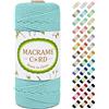 LEREATI Corda Macrame 3mm x 100m, LEREATI Filo Macrame 3mm Cordoncino Cotone Colorato, Macramè Filo Cordino per Borse Uncinetto, Arazzo da Parete, Fai da Te, Decorazioni Nuziali, Piante (Azzurro)