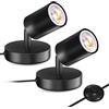 BrightWish Confezione da 2 Faretti LED da Interno con Interruttore a Pedale, 6W Illuminatore per Piante da Interno, 3000K Bianco Caldo, Spina EU, Faretto per Piante, Quadri, Opere d'Arte