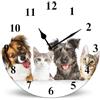 Horienteeon Orologio da parete in legno con gatti e cani, 25 cm, funzionamento a batteria, senza ticchettio, decorazione per cani, orologio da parete a batteria per camera da letto, cucina, casa,