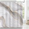 Bonhause Tenda Doccia Marmo Grigio Oro Moderno Astratto Lusso Tende per Doccia in Poliestere Impermeabile Antimuffa Lavabile Tende Bagno 180 x 180 cm con 12 Ganci