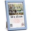 3-B Cornice per foto LUND - Blu chiaro - 10 x 15 cm - Cornice in legno - Portafoto - Cornice per ritratto con vetro acrilico