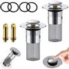 NIYATA 2 pezzi - Piletta per lavabo pop up, universale, filtro di scarico in acciaio inox, tappo per lavabo anti-intasamento con filtro per vasca da bagno, cucina, lavandino