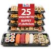 G.M. DISTRIBUZIONE GM 25 Vaschette Sushi 21,8x9x5 cm con Coperchio Trasparente, Base con Decoro, Contenitori per Sushi, Sashimi, Buffet, Aperitivi e Take Away
