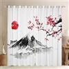 Loussiesd Tende per finestre, motivo: Monte Fuji giapponese e Sakura, per camera da letto e soggiorno, a tema Ukiyoe giapponese, per bambini, ragazzi e ragazze, fiori di ciliegio, decorazione per la stanza