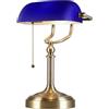 Newrays Newray Lampada da scrivania da banchiere in vetro blu con interruttore a catena per apparecchio per ufficio domestico, biblioteca