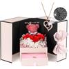 ADDWel Festa della Mamma Idee Regalo, Regalo Donna Compleanno, Rosa Stabilizzata Eterna Orsetto con Ti Amo E Collana, Idee Regali Festa della Mamma Donne Fidanzata Moglie Originali