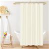 LUKDUNG Tenda da bagno 100x200 in poliestere tessile, tenda da doccia anti-muffa per bagno, tenda per vasca da bagno doccia in tessuto impermeabile lavabile, Shower Curtain con 7 ganci beige