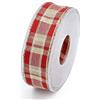 GIVBRO Nastro natalizio a quadri, con bordo metallico, per decorazioni fai da te, matrimoni, compleanni, bouquet di nozze, colore rosso, 2,5 x 10 m