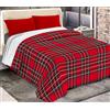 Tata Home Trapunta Invernale Matrimoniale 260x260 cm Imbottita 300 gr/mq Piumone Caldo Pesante Tartan Made in Italy Mod. Scozzese Rosso