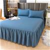 LPHFDCS Vestiletto Matrimoniale Gonna da Letto Tinta Unita da 1 Pezzo con Pizzo Tutto Intorno Copriletto for Tutte Le Stagioni con Volant Vestiletto Balze Elasticizzate(Blue,1PC 150x200cm Skirt)