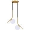 LYMSXAZOU Lampadario Moderno a Sfera in Vetro, Lampada da soffitto Bianca con Metallo Ottone, lampadario a 2 luci per Cucina, Sala da Pranzo e Soggiorno.