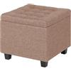 IlGruppone Pouf Poggiapiedi Cubico XXL con Contenitore Integrato Cubo Imbottito Lino 45Cm Piedini Legno Panca Moderna Cassapanca Soggiorno Panchina Ingresso Scarpiera Sgabello Grande - CaffeLatte